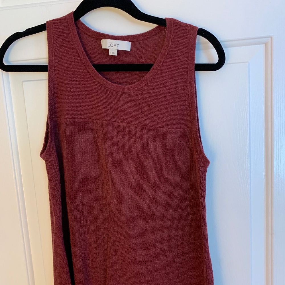 Loft Maroon Knit Tank Top